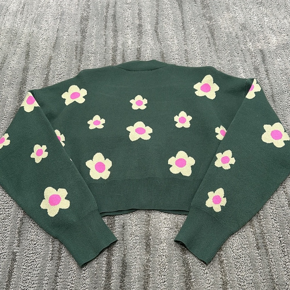 Green floral cardigan - Picture 3 of 3